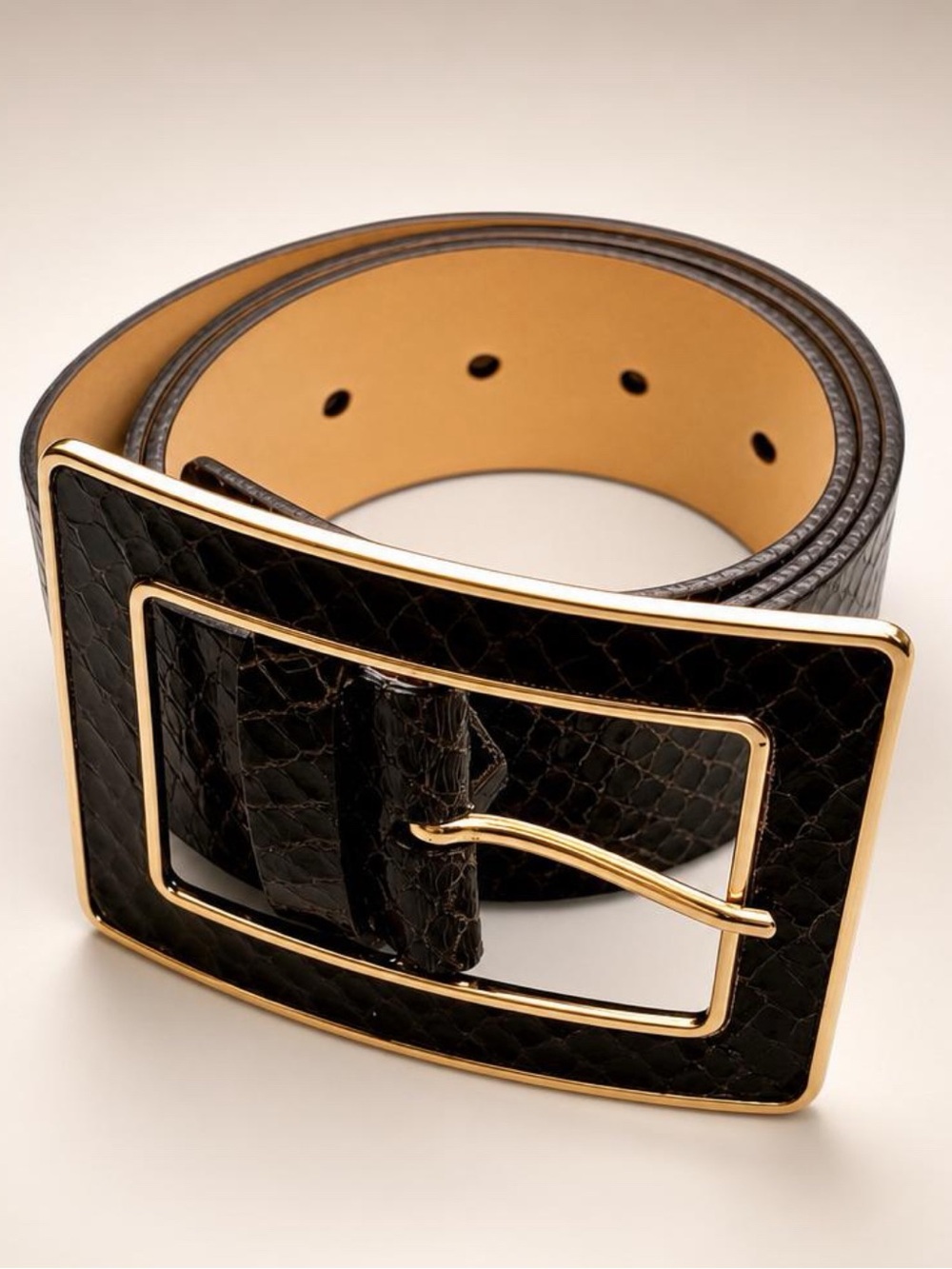 Banana Republic Snake-Embossed Patent Leather 1.75” Belt, wrapped buckle, 28-32L